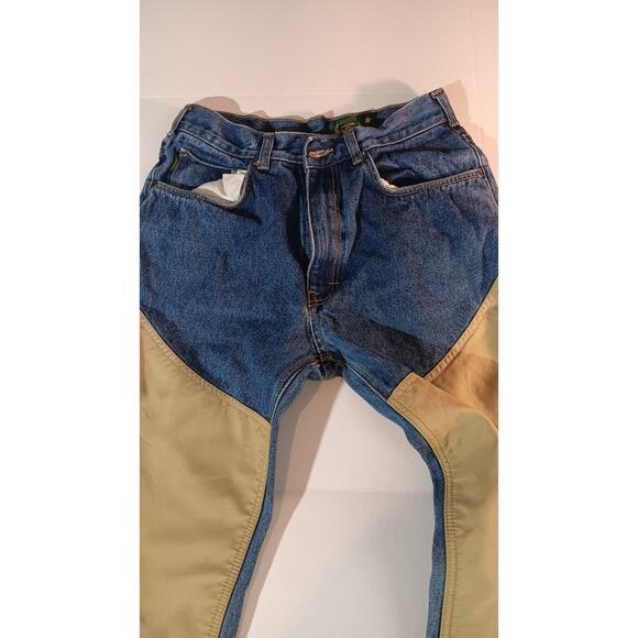 Cabela's Lined Denim Work Jeans – Nylon Chaps Overlay 32x30 Outdoor Hunting - Picture 5 of 7